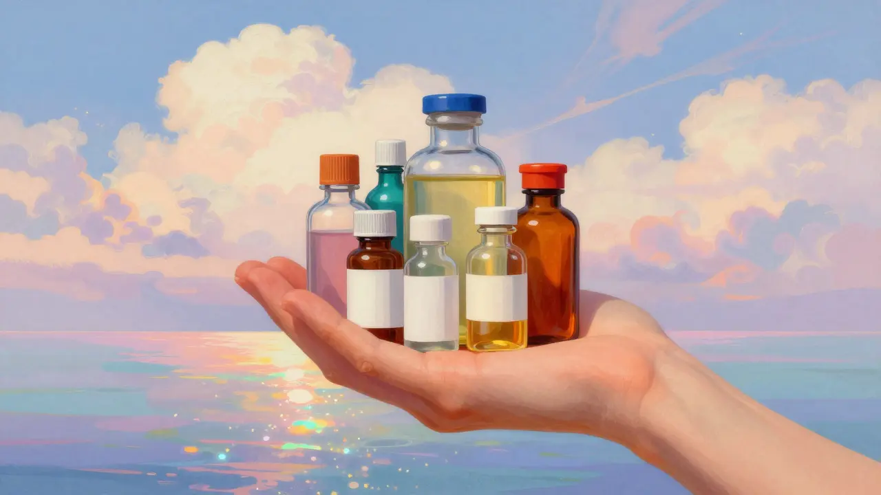 Mano che offre medicinali in un ambiente etereo e luminoso