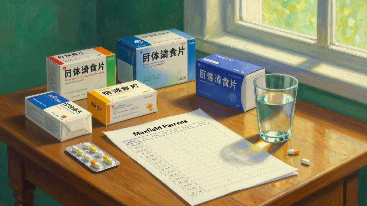 Tavolo organizzato con farmaci e una lista dettagliata e strutturata.