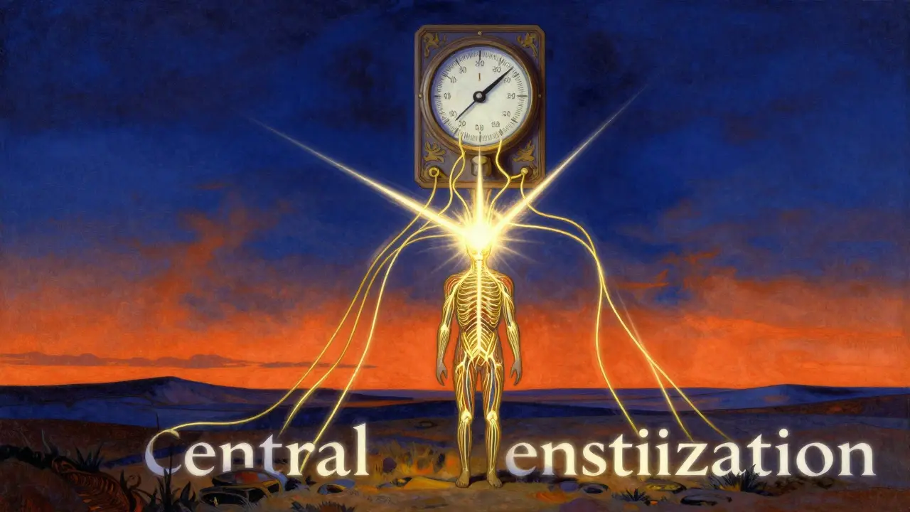 Illustrazione simbolica del sistema nervoso iperattivo e termostato