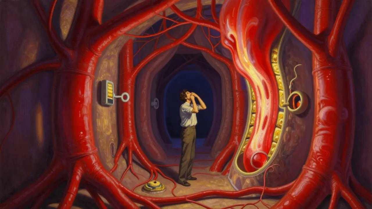 Illustrazione stilizzata dei vasi sanguigni dilatati nel naso