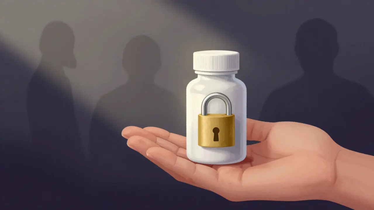 Concetto illustrativo di sicurezza nell'acquisto online con una bottiglia chiusa da un lucchetto