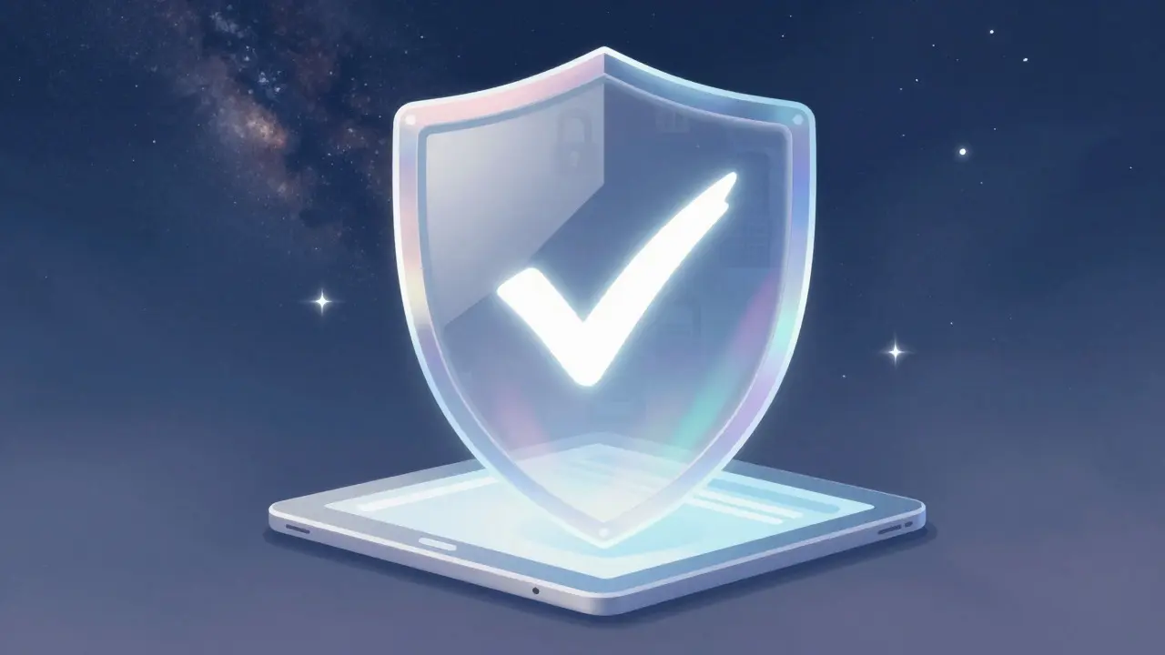 Scudo luminoso che protegge un ordine online, simboleggiando la sicurezza dell'acquisto